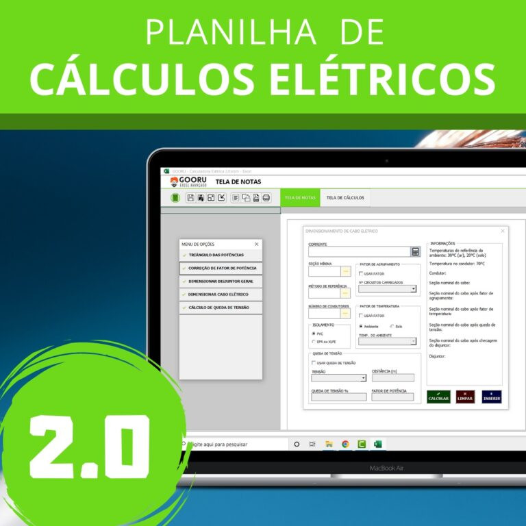 Planilha de Cálculos Elétricos 2.0