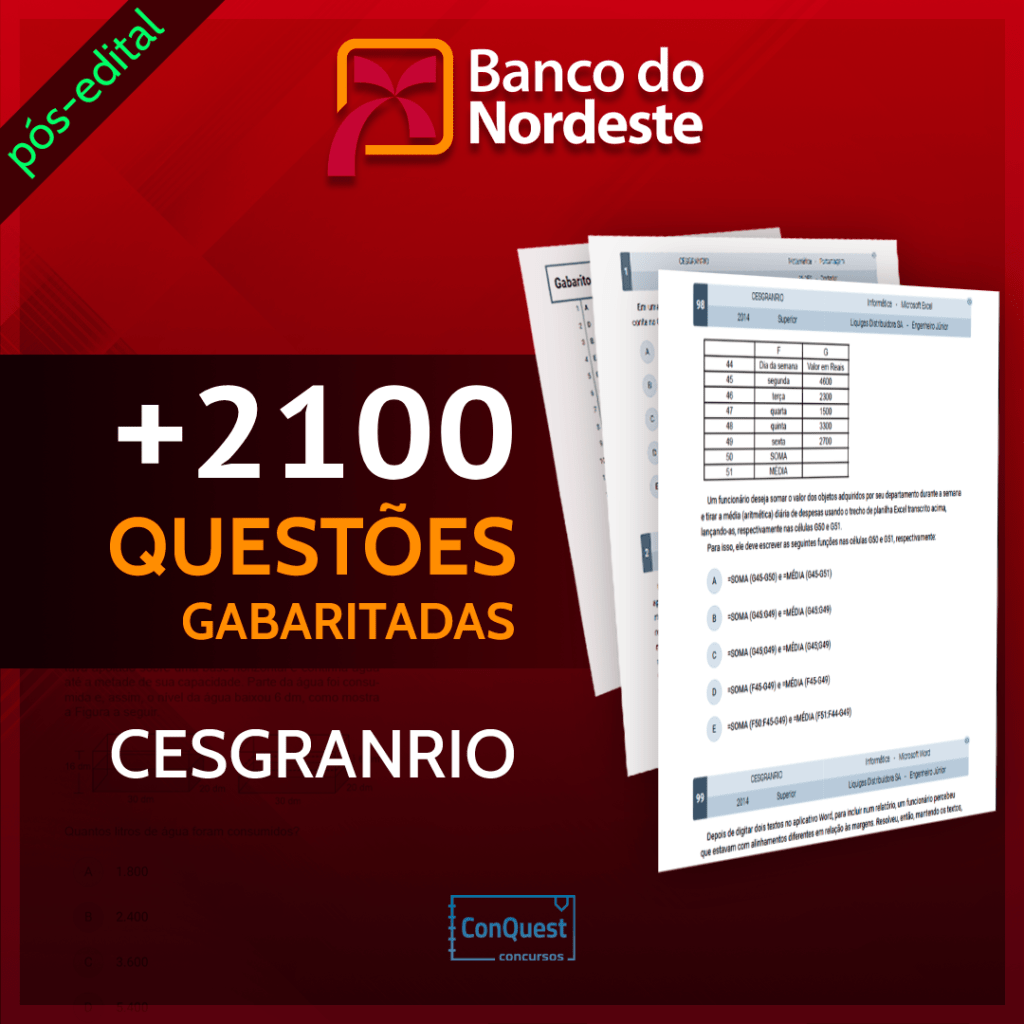 image-395-1024x1024 +2.100 Questões CESGRANRIO: Concurso BNB - Analista Bancário 1 (Pós-Edital)