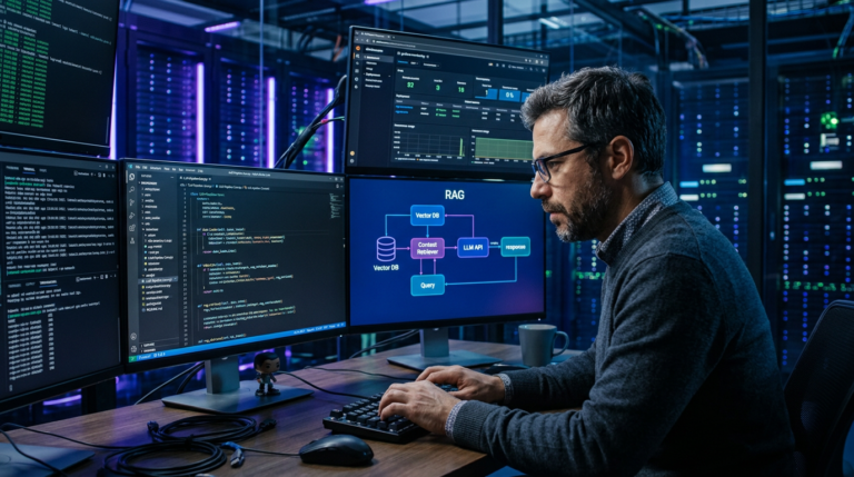 Engenheiro de software experiente trabalhando com engenharia de IA, LLMs, arquitetura RAG e infraestrutura em Kubernetes para sistemas escaláveis.