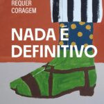 Ilustração minimalista de uma pessoa sozinha em um banco de parque que, ao redor, se transforma em um círculo de pessoas conectadas, representando a passagem da solidão ao encontro, com cores pastel e toques de fios digitais.