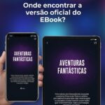 Capa preta almofadada da Bíblia Sagrada Ilustrada de luxo, com detalhes em ouro, QR Codes integrados e marca‑página de fita, aberta mostrando texto em duas colunas e ilustração bíblica.