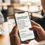 Capa minimalista de "O Estrangeiro" de Albert Camus: homem sem rosto em camisa branca na praia da Argélia, sol intenso no horizonte e sombra longa, com um leve contorno de coluna de tribunal ao fundo.